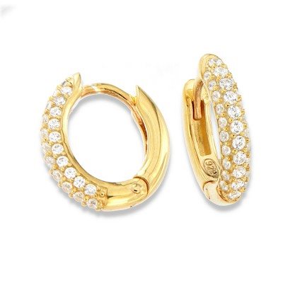 Orecchini Domar Gioielli Donna Orecchino cerchio argento 925 dorato con zirconia cubica in Argento Cubic Zirconia EZB098333 - EZB098333